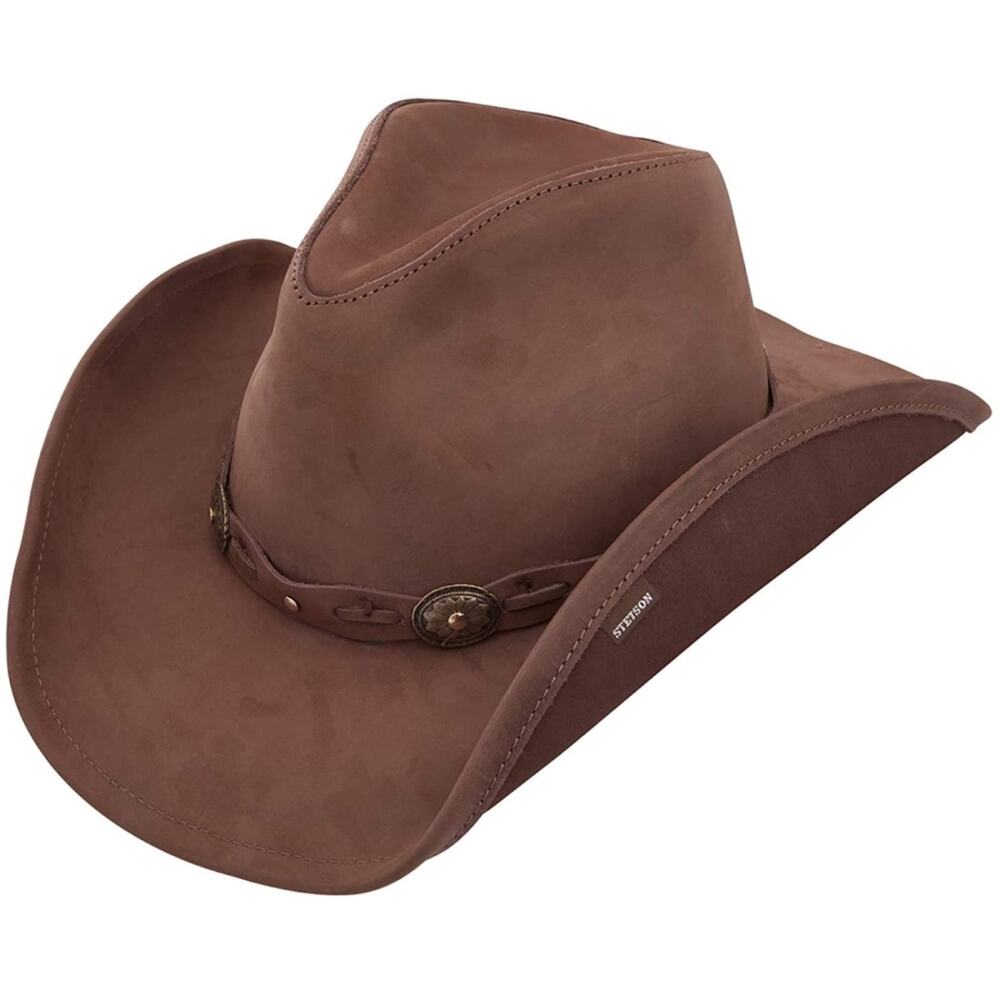 Stetson Roxbury Shapeable Leather Cowboy Western Hat Brown Size Large New Defect